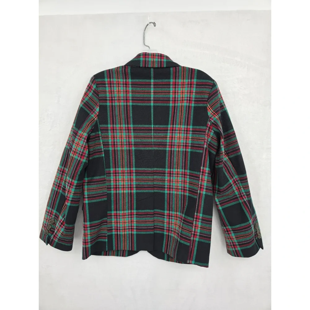Boys Green Red Plaid Holiday Blazer Jacket Size 6 Cotton Stretch Preppy School